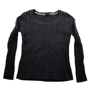 Faded Glory Women Sweater XL Black Cable Knit Scoop Neck Pullover Casual Classic